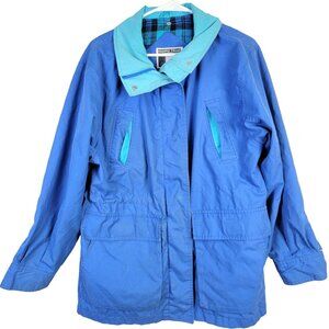 Pacific Trail Vintage 80s Coat Women Medium Blue Plaid Jacket Outdoors Snow 8 10
